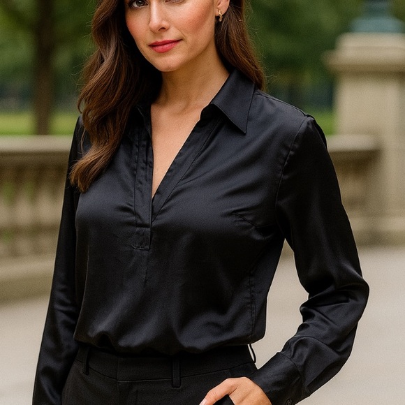 J. Crew Tops - J. Crew Black Fitted Notched Collar Button Down Shirt